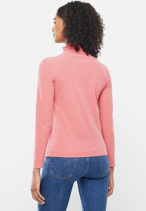 STYLE REPUBLIC - Mock neck long sleeve knit top - pink