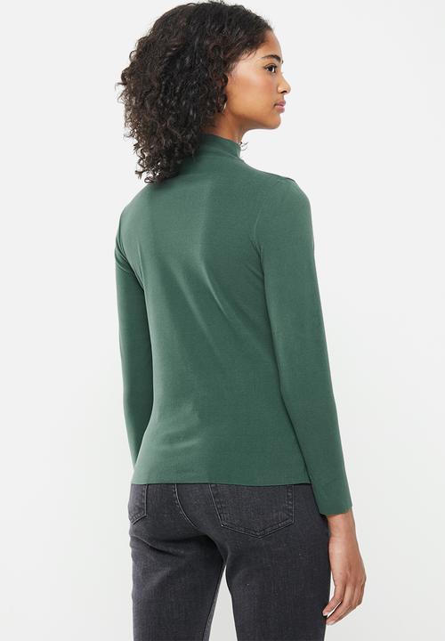STYLE REPUBLIC - Mock neck long sleeve knit top - green
