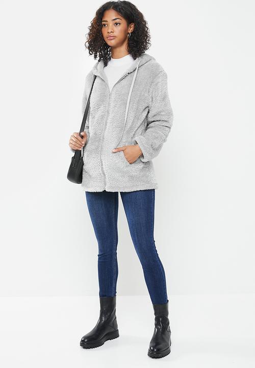 STYLE REPUBLIC - Faux fur zip jacket - grey