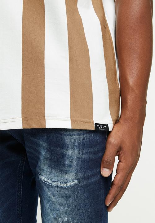 Cutty - Tshirt basic logo - brown & white