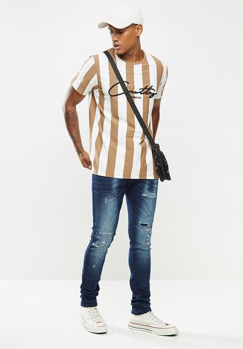 Cutty - Tshirt basic logo - brown & white
