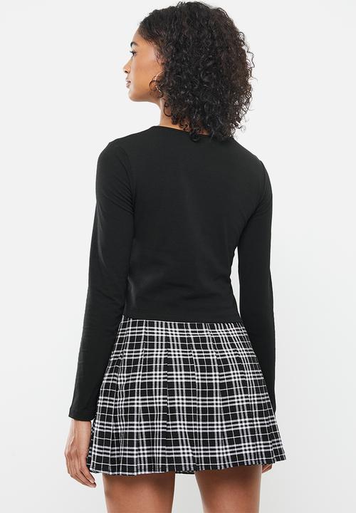 Blake - Crew neck crop top - black