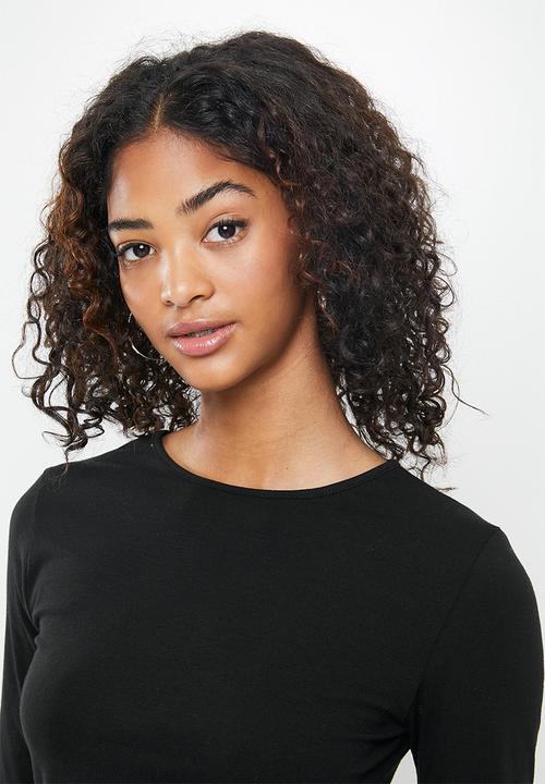 Blake - Crew neck crop top - black