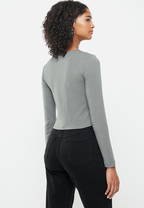 Blake - Crew neck crop top - grey