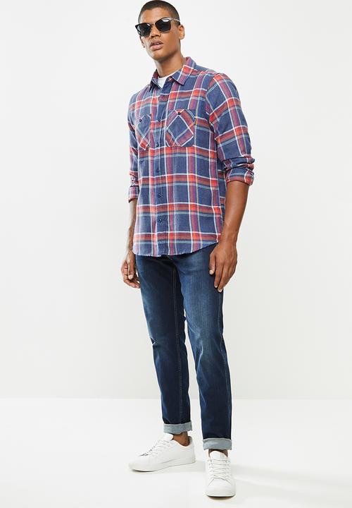 Hurley - Creeper washed long sleeve shirt - blue
