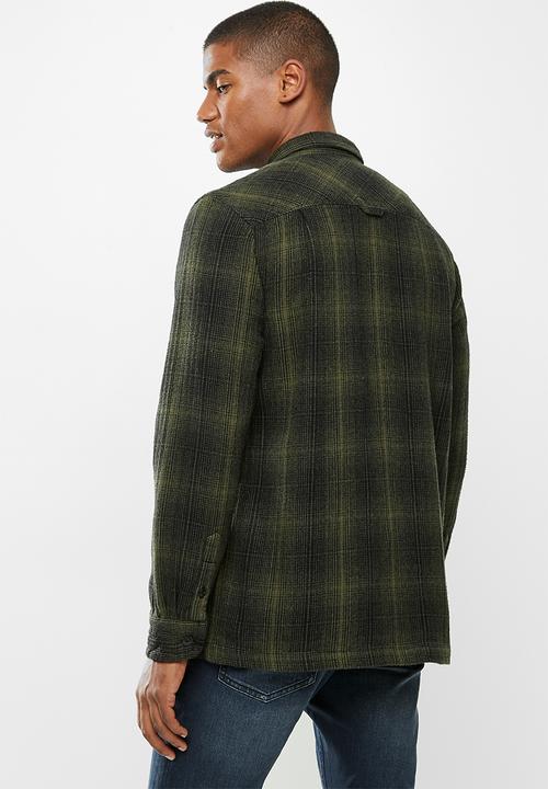 Superdry. - Miller flannel shirt - olive black check
