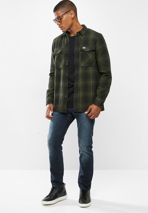 Superdry. - Miller flannel shirt - olive black check