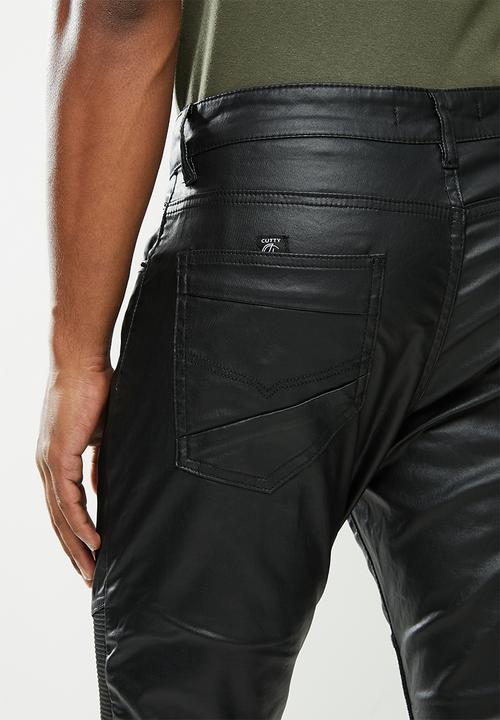 Cutty - Denim jean coated biker fashion - black