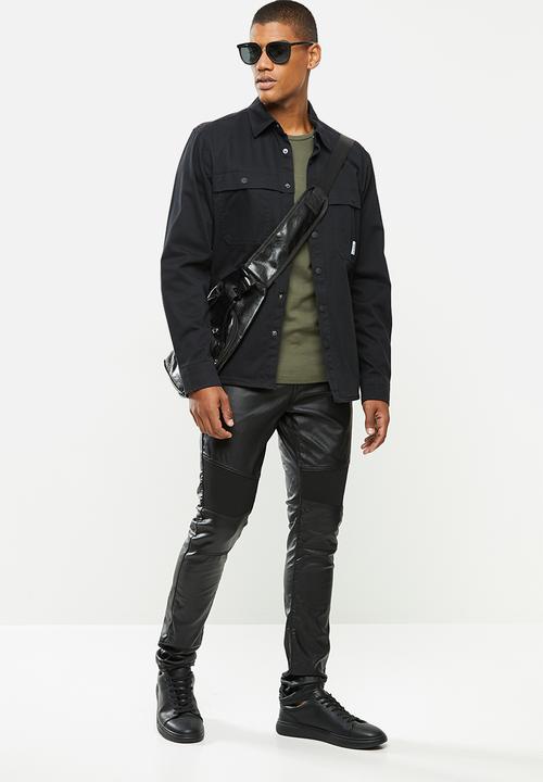 Cutty - Denim jean coated biker fashion - black