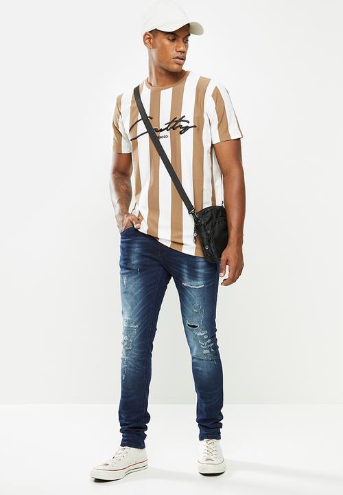 Cutty - Denim jean rip and repair knit - blue