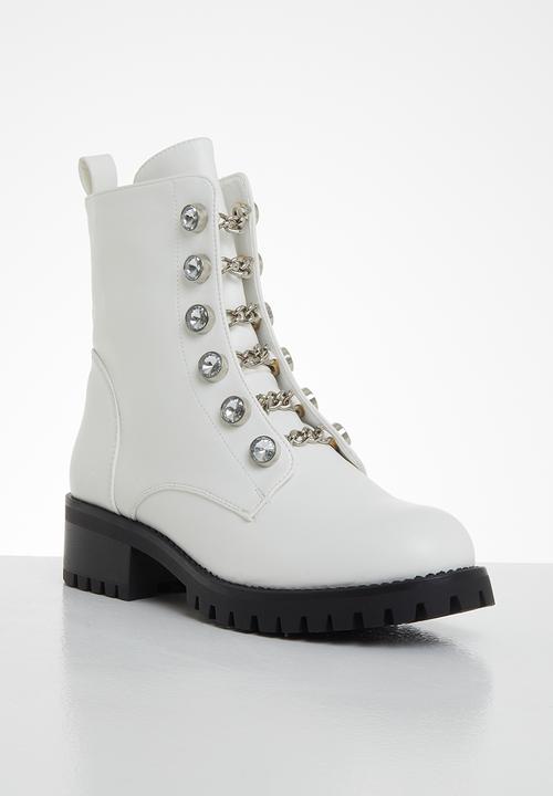 SISSY BOY - Chain fever grunge boot - white