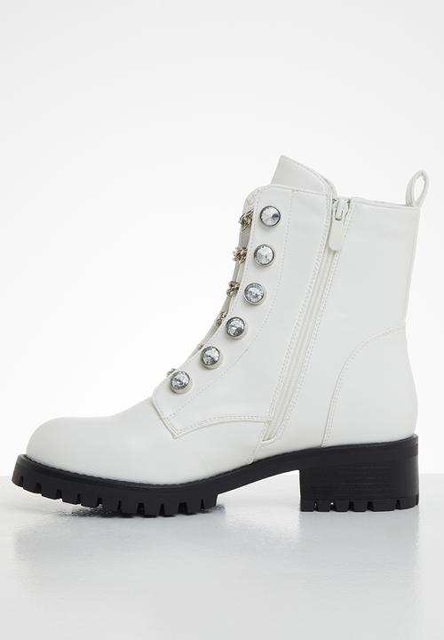 SISSY BOY - Chain fever grunge boot - white