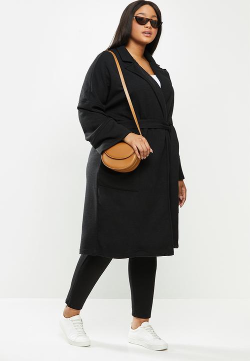 Me&B - Plus knit melton lounge coat - black
