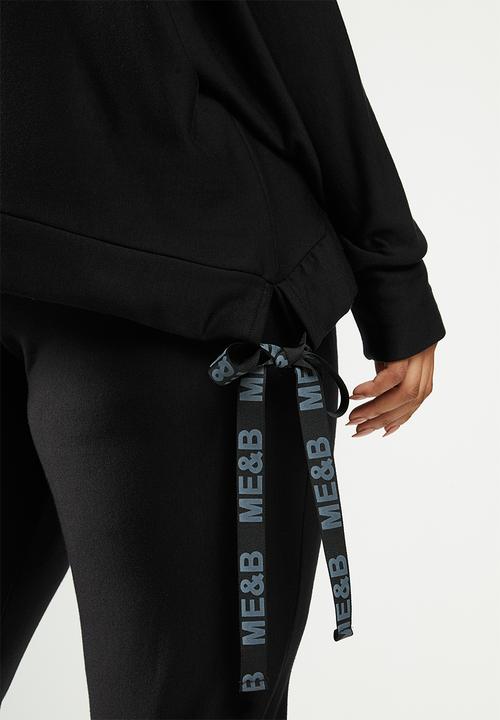 Me&B - Plus drawstring fleece sweat - black
