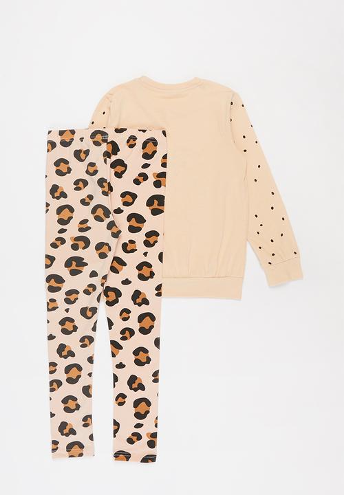 Pop Candy - Girls tee & printed legging set - orange & black