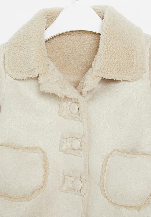 Pop Candy - Girls sherpa coat - stone