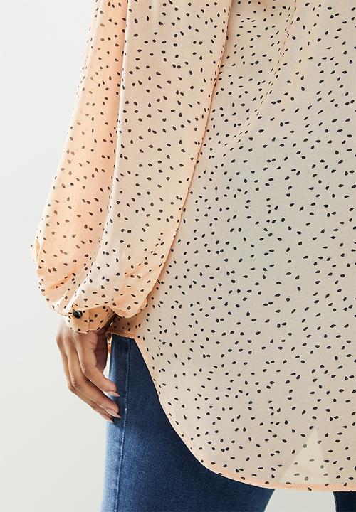 Me&B - Plus tear drop print essential shirt - pink & black