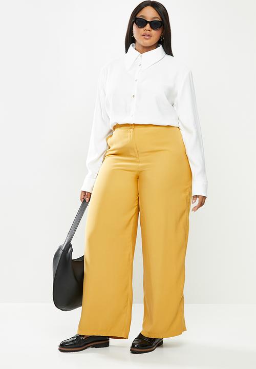 Me&B - Plus soft wide leg pant - mustard