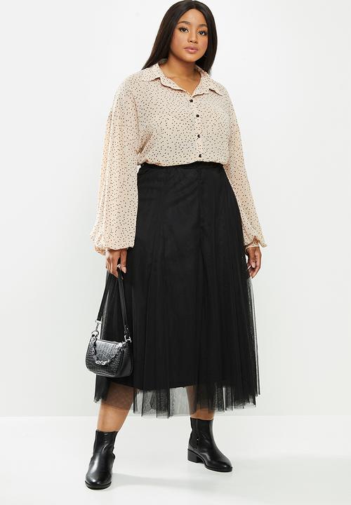 Me&B - Plus layered tulle skirt - black