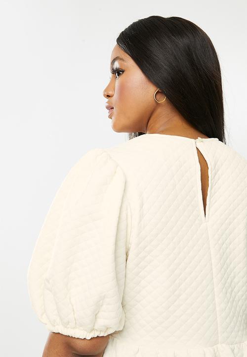 Me&B - Plus tiered quilted knit dress - off white