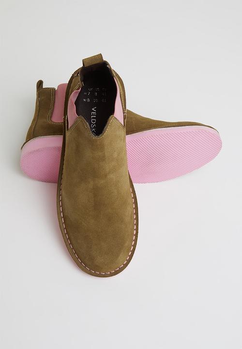 Veldskoen - Chelsea boot - brown & pink 