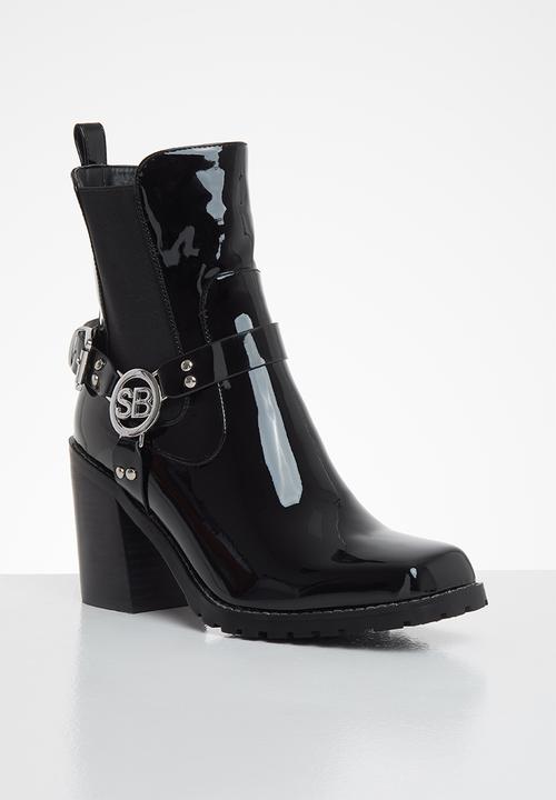 SISSY BOY - Patent case chunky boot - black