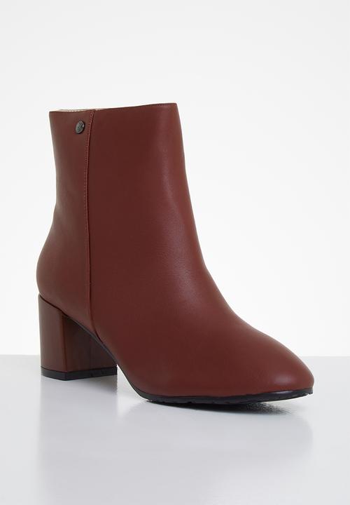 POLO - Amber leather heeled ankle boot - burgundy