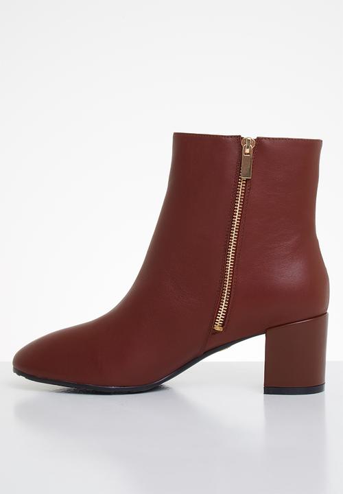 POLO - Amber leather heeled ankle boot - burgundy