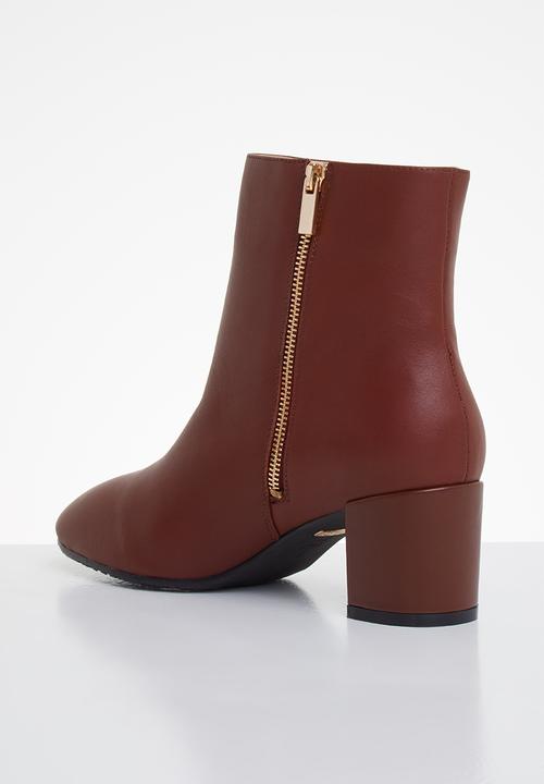 POLO - Amber leather heeled ankle boot - burgundy