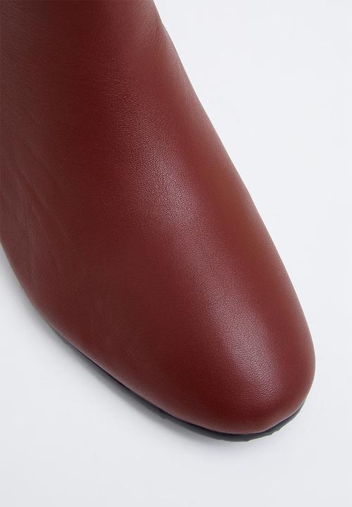POLO - Amber leather heeled ankle boot - burgundy