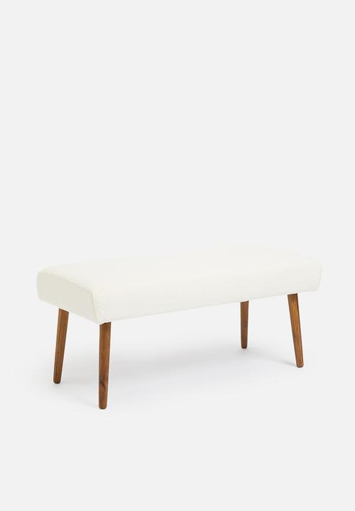 Sixth Floor - Husk sherpa button bench - white