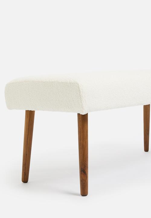 Sixth Floor - Husk sherpa button bench - white
