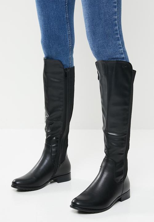 Plum - Logan knee length boot - black