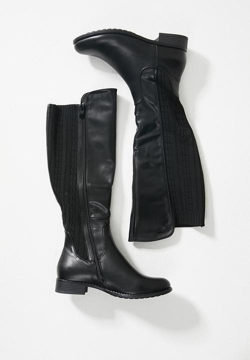 Plum - Logan knee length boot - black