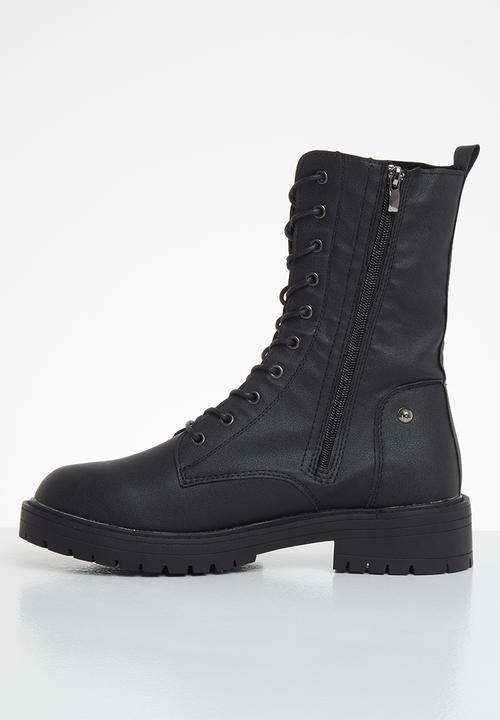 Footwork - Harper combat mid calf boot - black