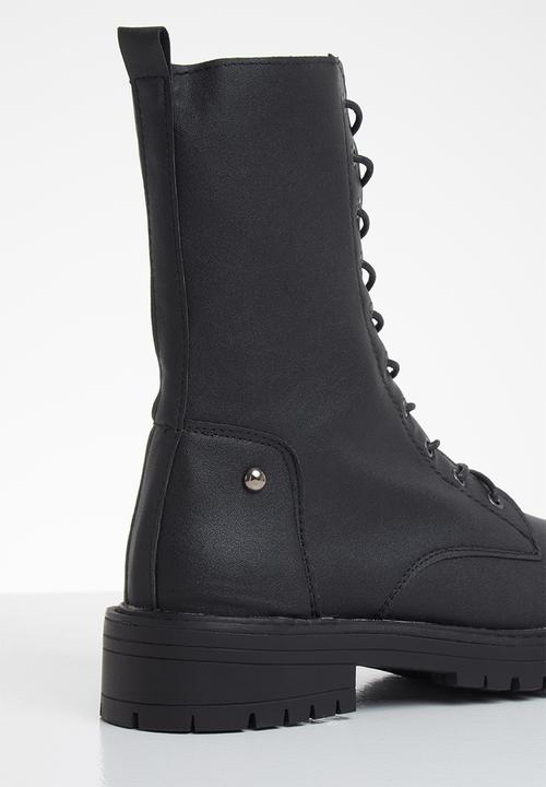 Footwork - Harper combat mid calf boot - black