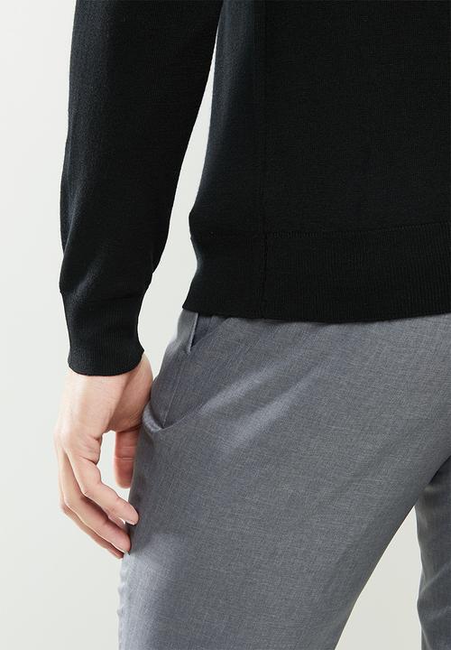 MANGO - Willy Merino Wool washable knitwear sweater - black