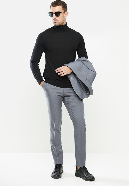 MANGO - Willy Merino Wool washable knitwear sweater - black