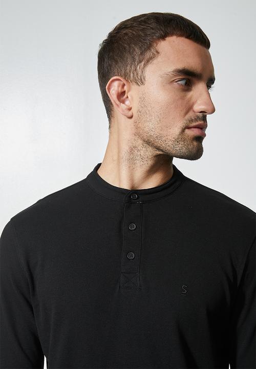 Superbalist - 2 Pack long sleeve mandarin collar - black & navy