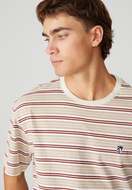 Cotton On - Dylan T-shirt - barn red 70s stripe