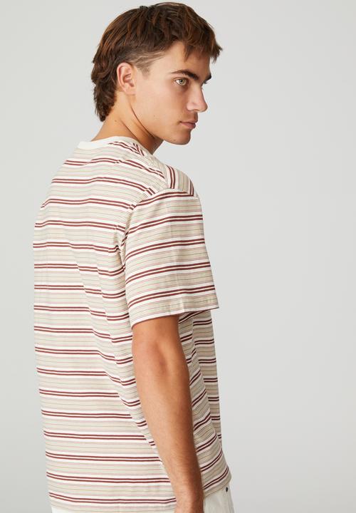 Cotton On - Dylan T-shirt - barn red 70s stripe