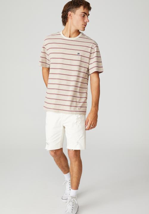 Cotton On - Dylan T-shirt - barn red 70s stripe