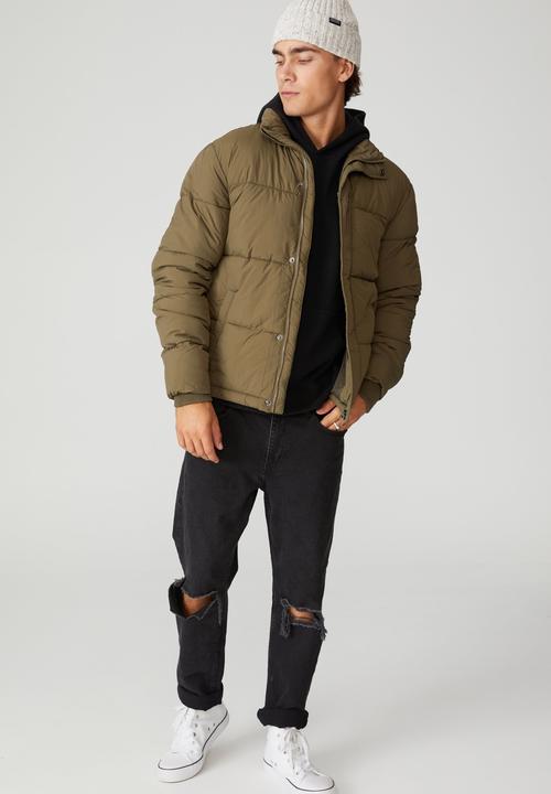 Cotton On - Essential recycled puffer - olive