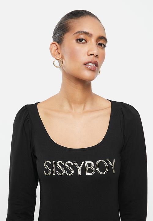 SISSY BOY - Camilla:  top with bling logo - black