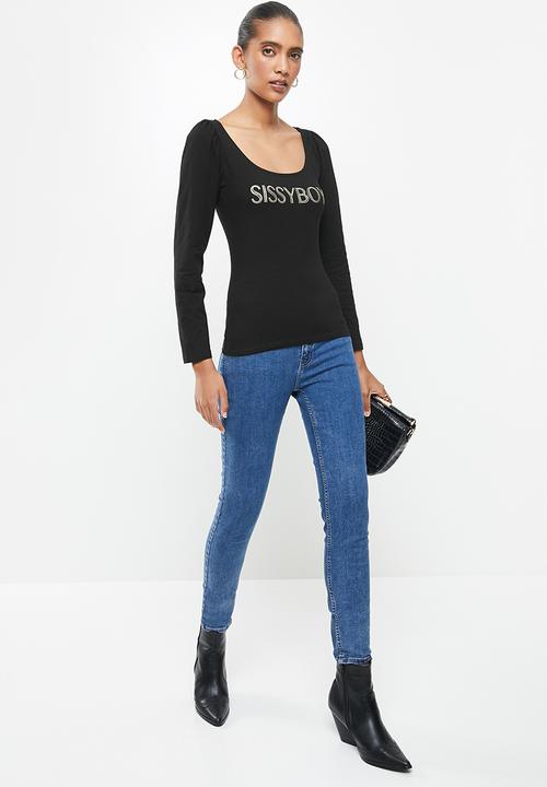 SISSY BOY - Camilla:  top with bling logo - black