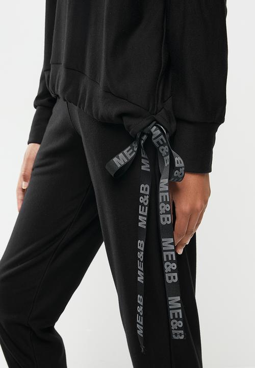 Me&B - Drawstring fleece sweat - black