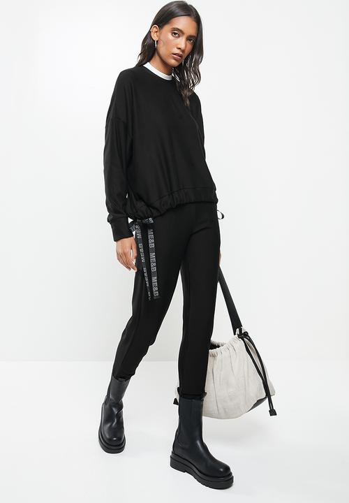 Me&B - Drawstring fleece sweat - black