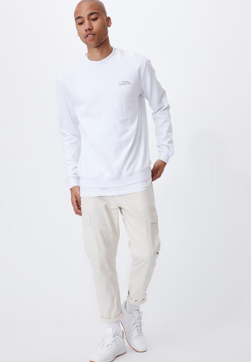 Cotton On - Graphic crew fleece - white
