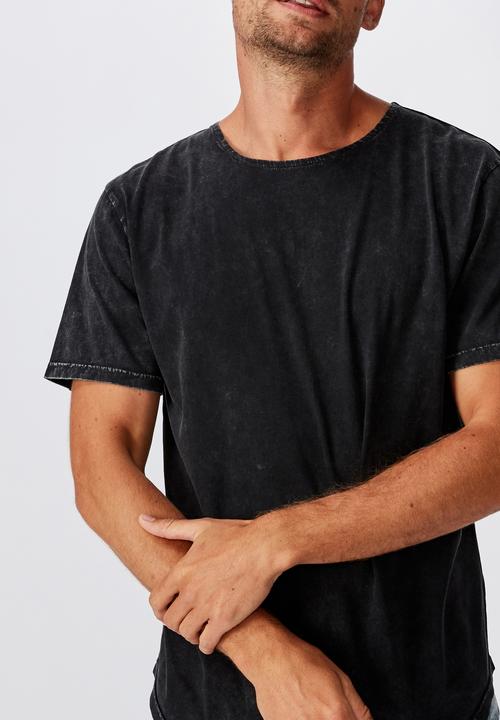 Cotton On - Longline scoop burnout t-shirt - washed black acid