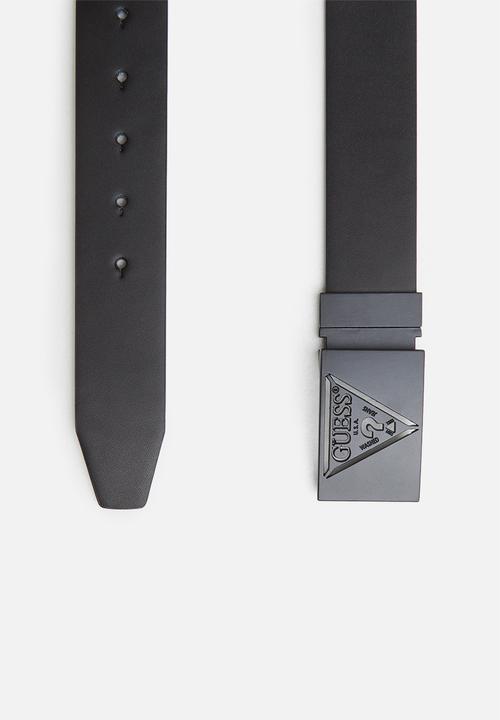 GUESS - 38mm reversible on cut on plaque buckle - black & grey 